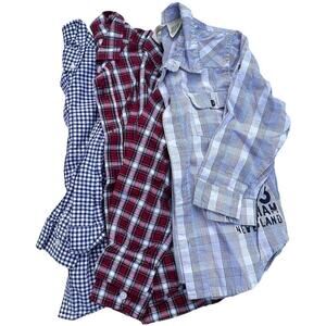 Lot of 3 Kids Button Up Shirts Lands' End PLACE Timberland Size 4T M Plaid